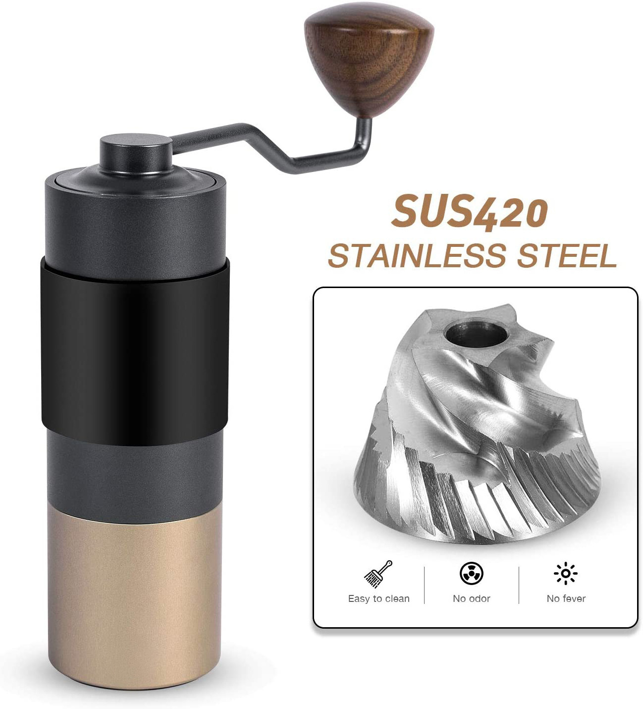 CNC Stainless Steel Core Burr Mixer Grinder Machine Portable Espresso Coffee Maker Outdoor Handheld Manual Coffee Grinder