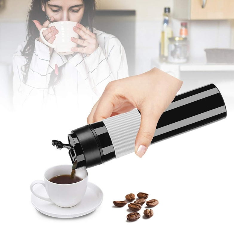 Kingze Travel Vacuum Insulated Coffee French Press Mug, Tumbler with Coffee Press Plunger. Tea Press Hot or Cold Brew