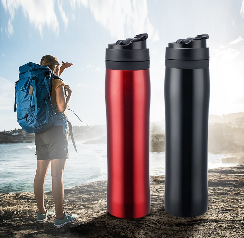 Kingze Travel Vacuum Insulated Coffee French Press Mug, Tumbler with Coffee Press Plunger. Tea Press Hot or Cold Brew