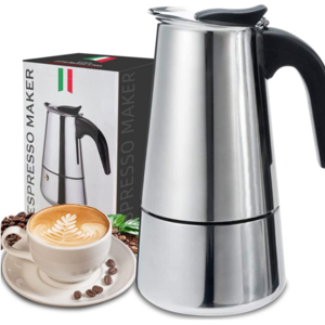 Stainless Steel Coffee Pot Manual Coffee Percolator Moka Italian Coffee 12 OZ Stovetop Camping Espresso Maker Moka Pot