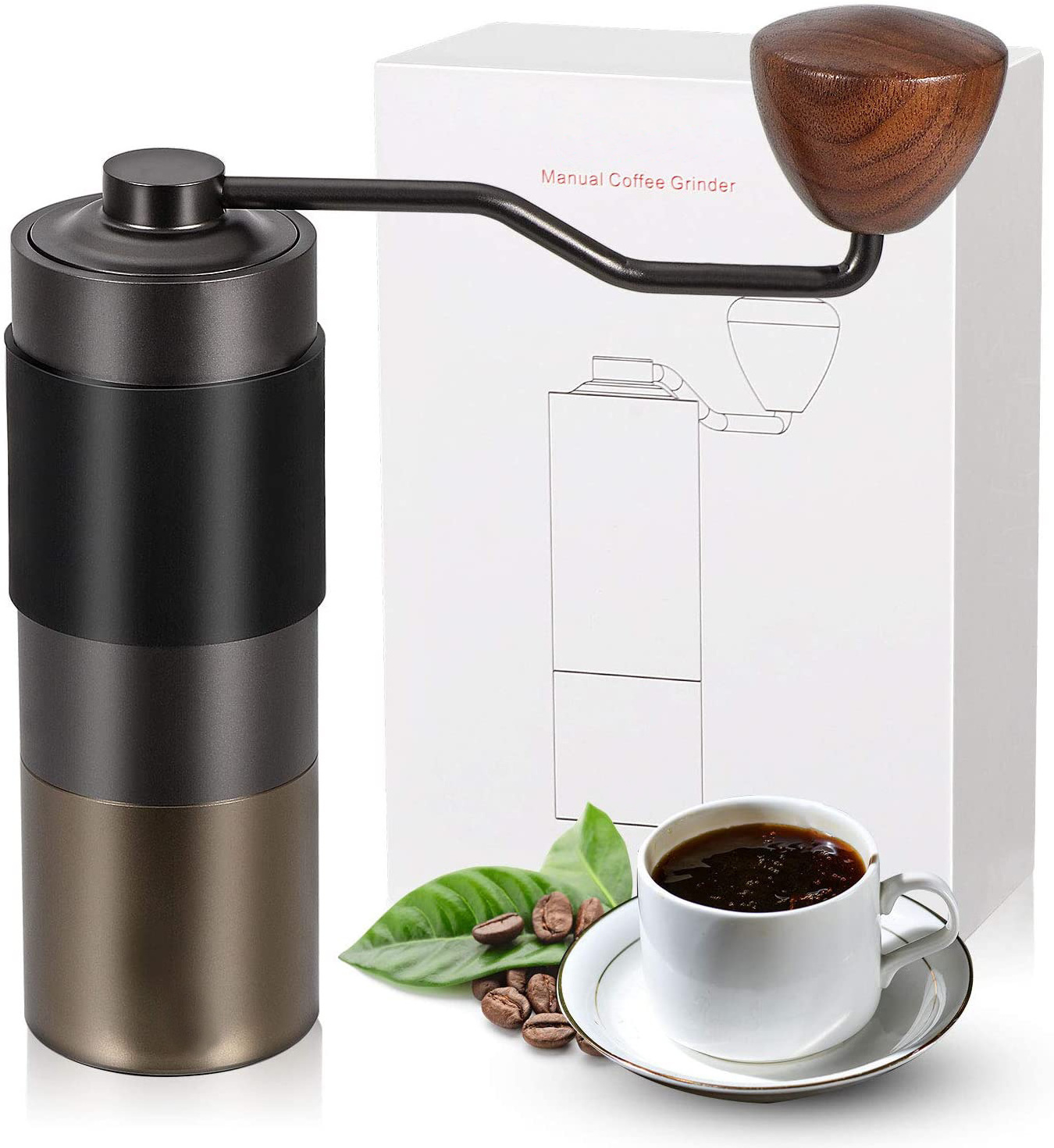 CNC Stainless Steel Core Burr Mixer Grinder Machine Portable Espresso Coffee Maker Outdoor Handheld Manual Coffee Grinder