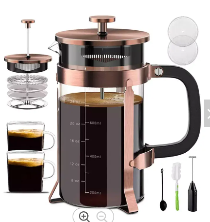 Kingze 34 oz French Press Plunger Glass Copper Espresso Dripper Coffee Maker Pot Mug French Press Coffee