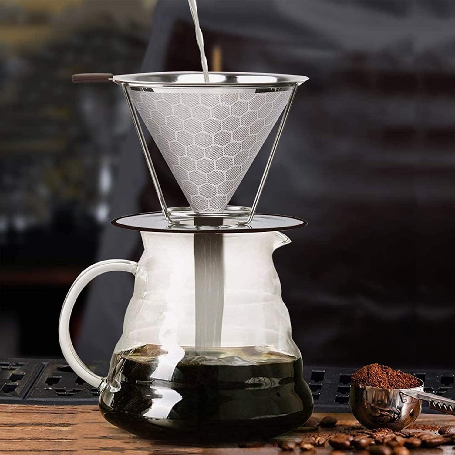 Stainless Steel Coffee Filter Reusable Funnel Filter Drip Coffee Filter