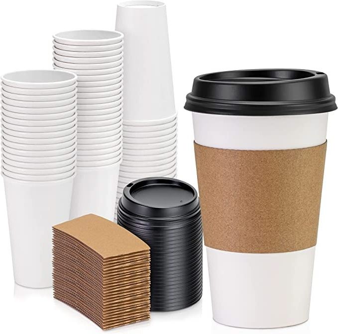 Custom LOGO 8oz 12oz 16oz 24oz 32oz Cardboard Cups Recyclable Disposable Travel Mug Paper Coffee Cups with lids