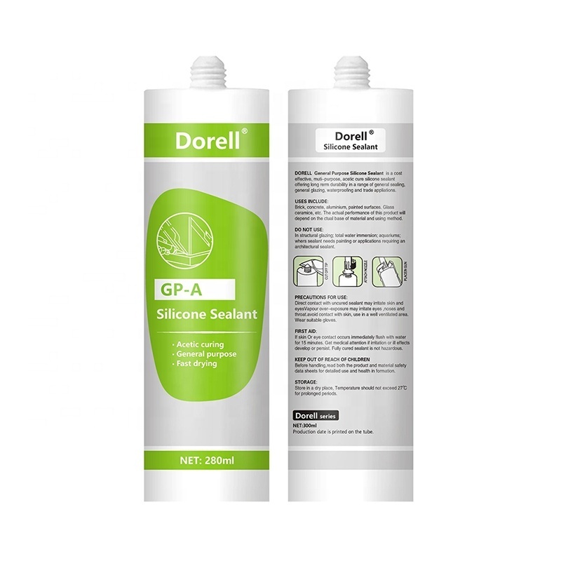 Dorell high quality transparent waterproof glue silicone sealant for wood / aluminium alloy doors and windows