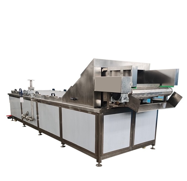 Commercial Continuous Automatic Potato Fruit Vegetable Meat Cooking Heating Steam  Blancher Blanching Machine