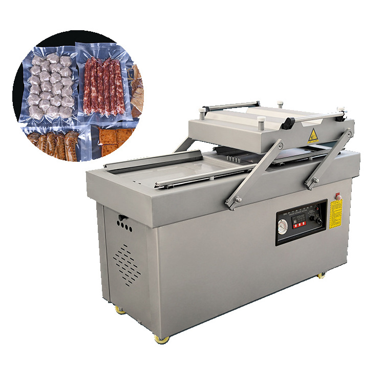 Industrial Automatic Bags Frozen Meat Seafood Packer Double Chamber Vacuum Sealing Packaging machine