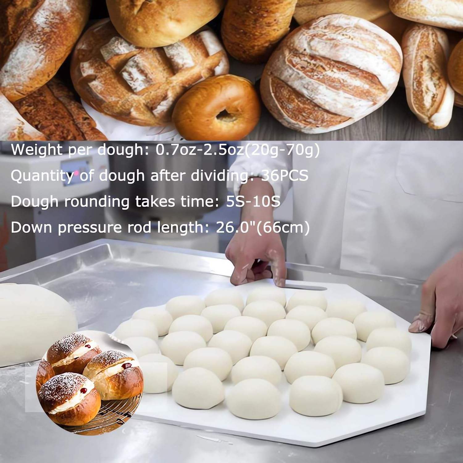 electric bread cookie dough ball divider and rounder roller machine