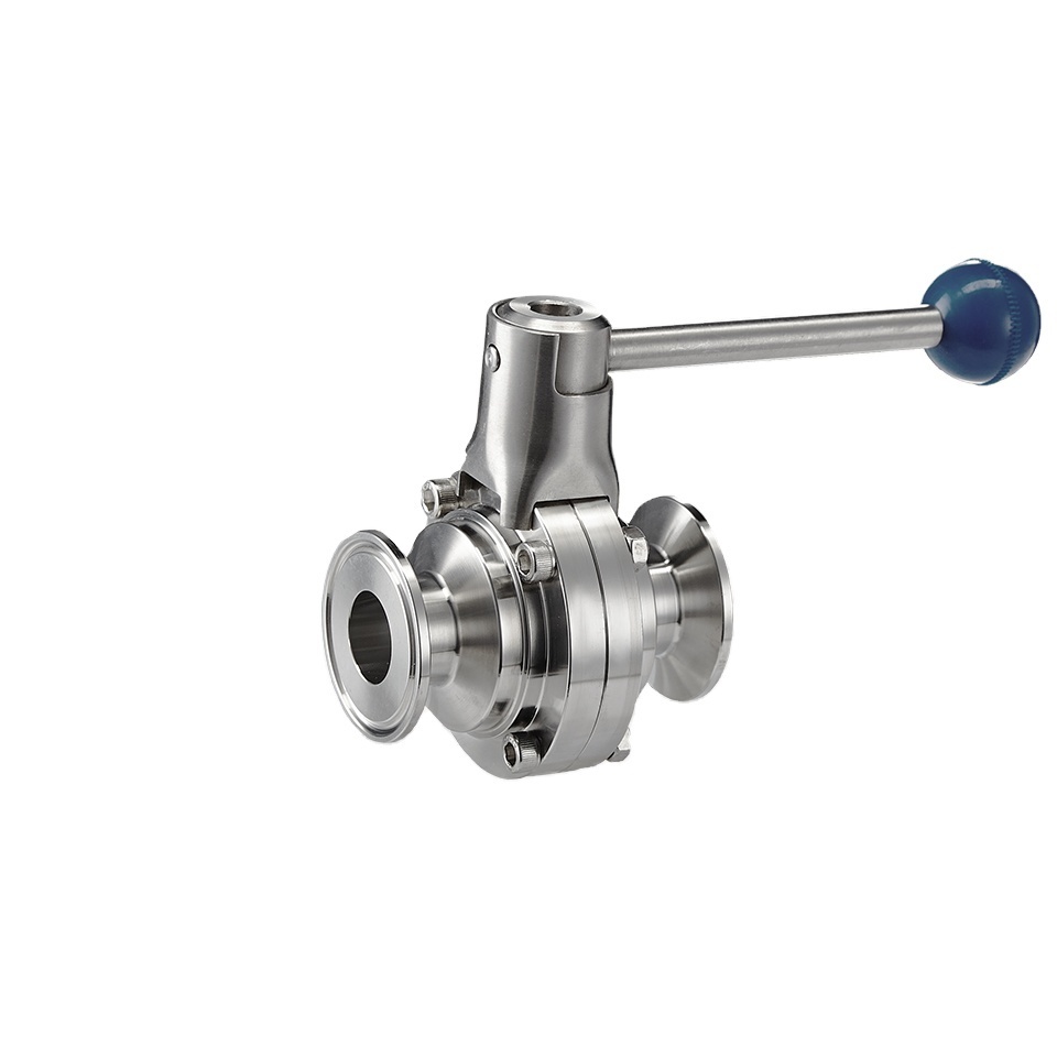 DN Sanitary Stainless Steel Vacuum Manual Butterfly Valve With Pull Handle