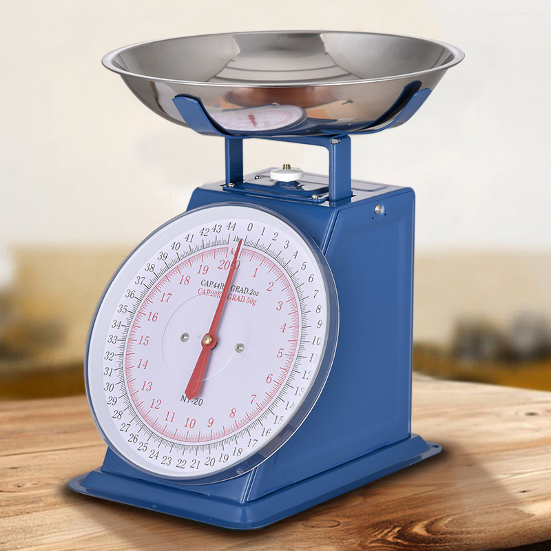 20kg/44lbs Dial Spring Weight Scale Mechanical Kitchen Scales with Bowl