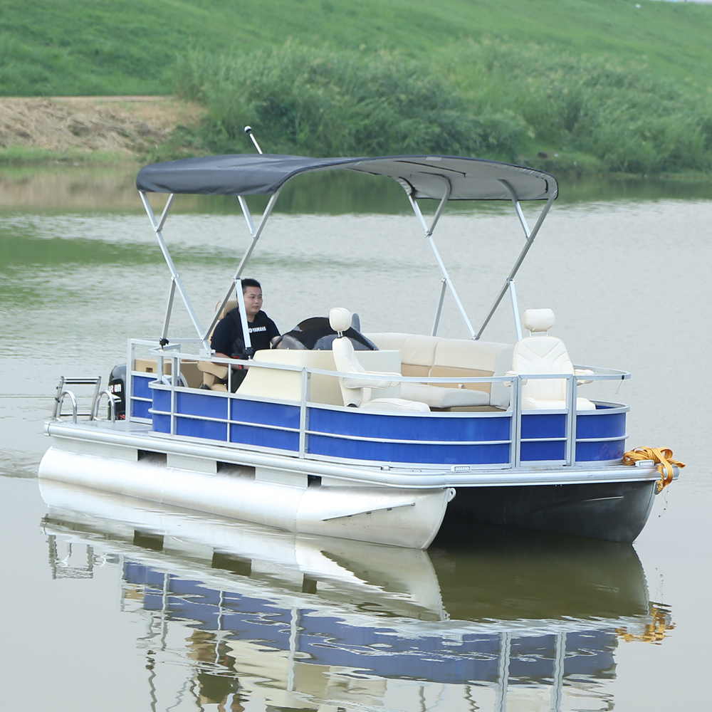 New Small Mini 16ft Aluminum Fiberglass Fishing Diving Boat Family Party Pontoon with Bass Buggy CE Certified Lake River Use