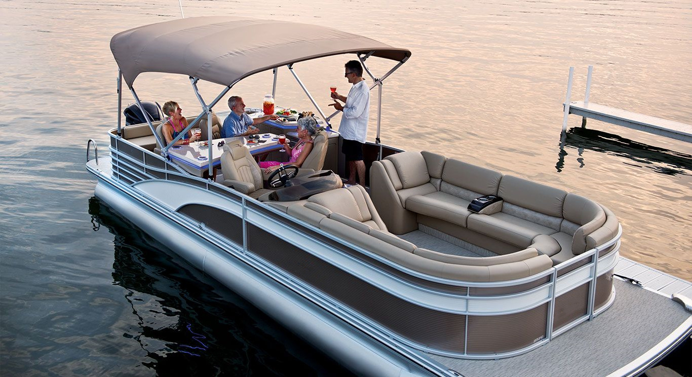 Best New 24 Ft Fishing Tritoon Pontoon Boat For Water Skiing With Slide For Sale