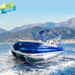 2024 New Arrival Luxury Design 22ft Sport Fiberglass Trition Pontoon Boat for Sale