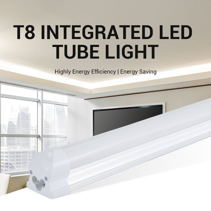 OEM/ODM V-shape 2ft 20W 600mm integrated t8 led tube light fixture for office warehouse supermarket 3000K 6500K double row led