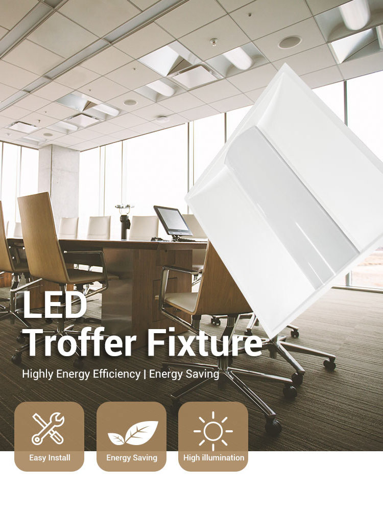 ETL&DLC Indoor Commercial 1x4 2x2 2x4 Ft Center Basket Troffer Panel Light 130lm/W Watt Adjustable 25-35W 3500K/4000K/5000K