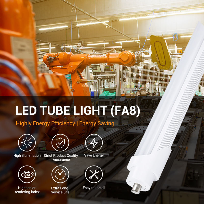 LED Lighting T8 8ft LED Tube 2.4M 45W Led Tube Lamp Energy Saving Light 2400mm Tube with FA8 Warm White 3000-3500K Clear Cover