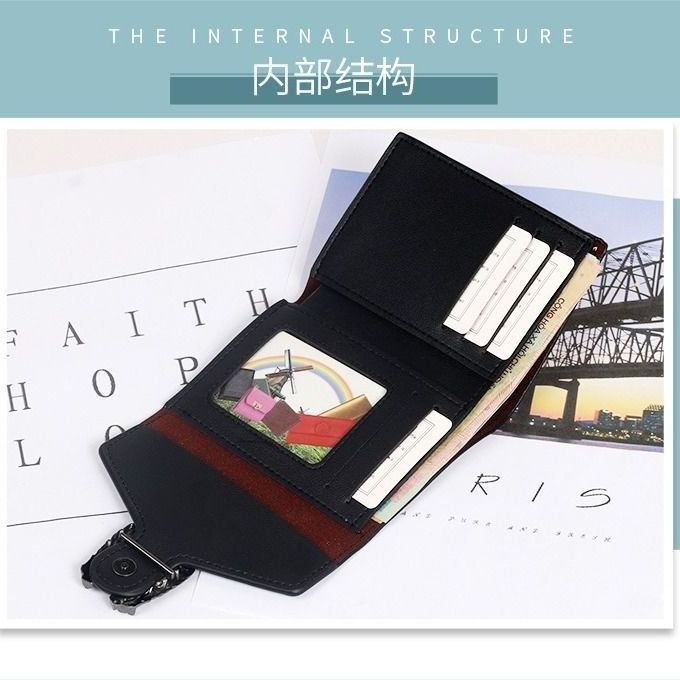 2023 new INS simple European and American ladies wallet short triple fold small wallet coin card bag tide factory wholesale