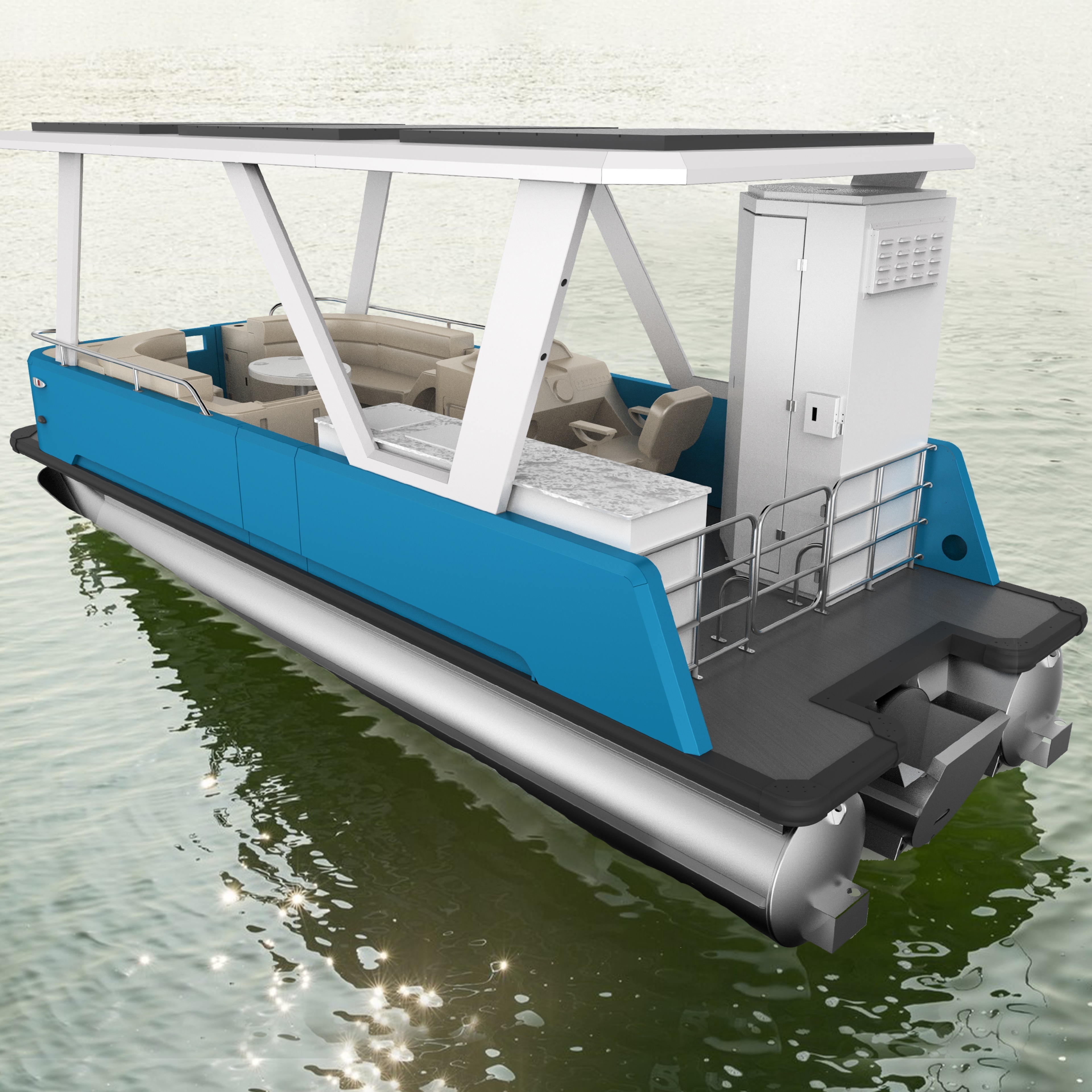 Kinocean New 22ft Hybrid Power Electric Pontoon Boat with Bathroom for Sale