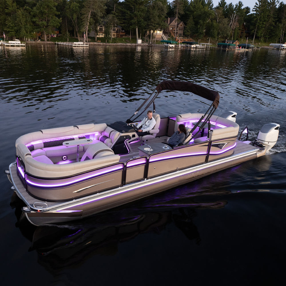 Kinocean fiberglass luxury pontoon boat with outboard motor yacht luxury boat for sale