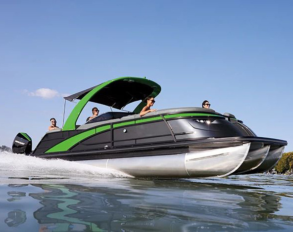 2023's Starship  Premium 27ft Pontoon Boat with Outboard Motor for Surfing and Fishing