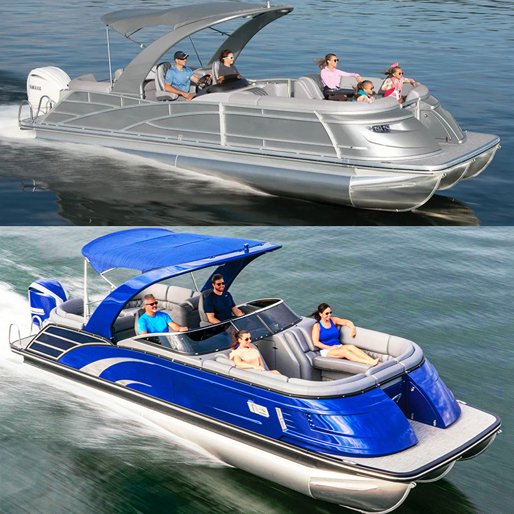 2023's Starship  Premium 27ft Pontoon Boat with Outboard Motor for Surfing and Fishing