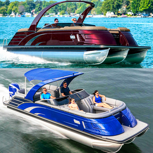 2023's Starship  Premium 27ft Pontoon Boat with Outboard Motor for Surfing and Fishing