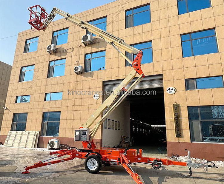 CE 200kg 10 m - 17.85m Trailer Mounted Electric Boom Lifts Towable Cherry Picker For Sale