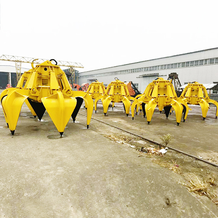 High Quality 6 Flap Electric Hydraulic Orange Peel Grab Bucket For Sale