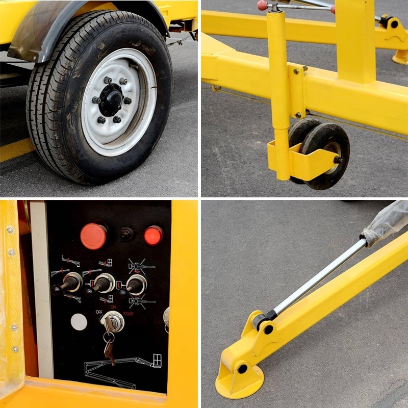 CE 200kg 10 m - 17.85m Trailer Mounted Electric Boom Lifts Towable Cherry Picker For Sale