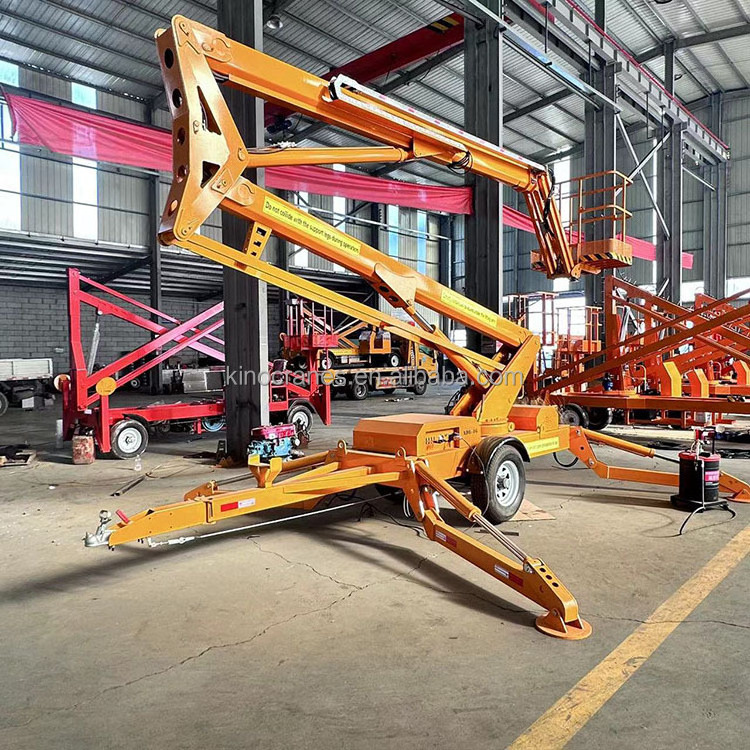 CE 200kg 10 m - 17.85m Trailer Mounted Electric Boom Lifts Towable Cherry Picker For Sale