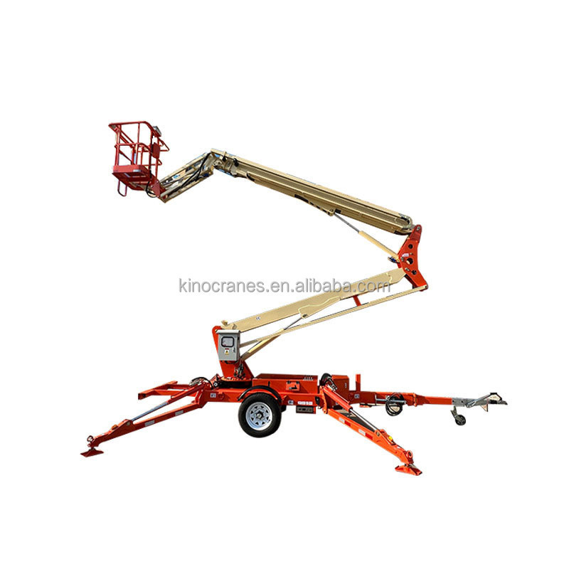 CE 200kg 10 m - 17.85m Trailer Mounted Electric Boom Lifts Towable Cherry Picker For Sale