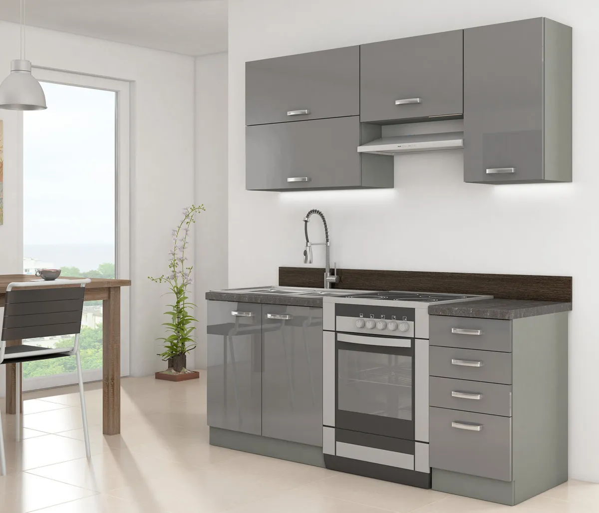 Small Modular Kitchen Cabinet Gray Wall Cabinets 1 Set Stainless Steel,stainless Steel Customized Color Industrial Recommended