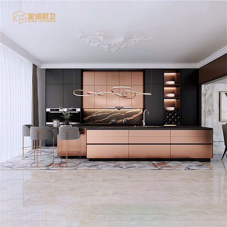 Morden design luxury stainless steel kitchen cabinet for house use