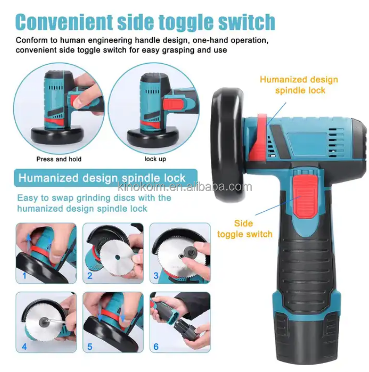 Cordless  lithium power tool 12V/16.8V/24V rechargeable cutting machine small one hand polishing grind mini angle grinder