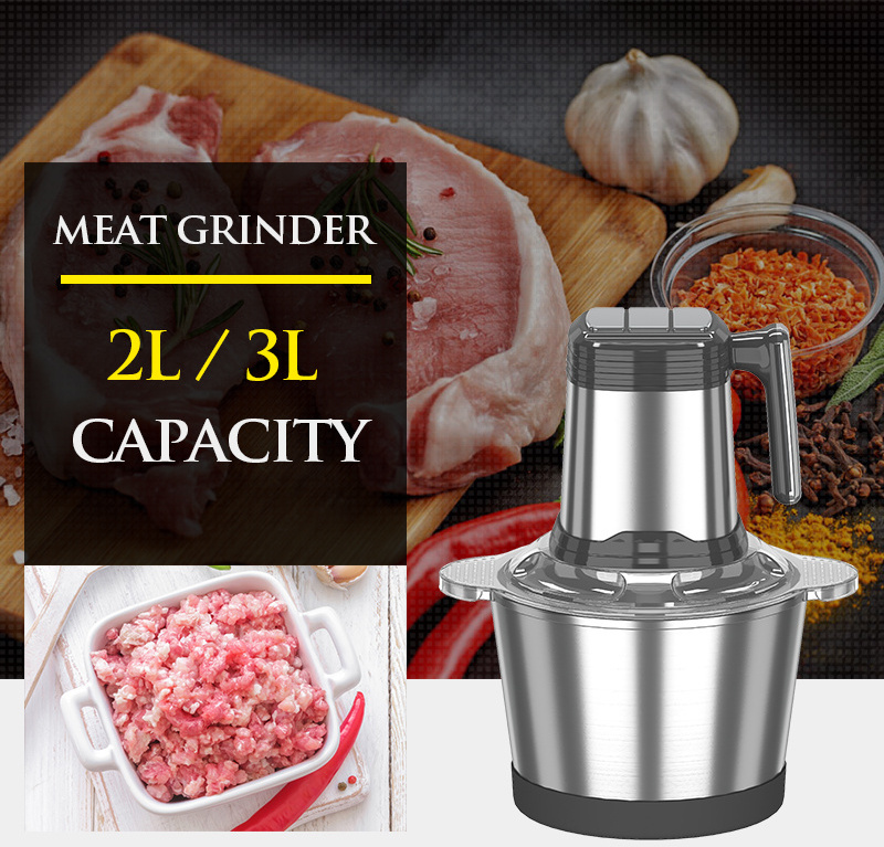 Meat Mincer With Handle stainless Steel Electric Chopper Automatic Mincing Machine Quiet Food Processor Electric Meat Grinder