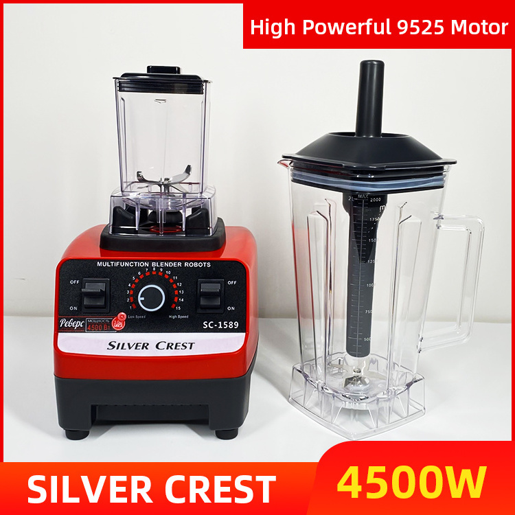 2 in 1 Dual cups 4500w kitchen appliance heavy duty commercial mixer blender smoothie juicer food processor silver crest blender