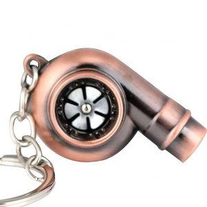 2022 innovative Bronze Spinning Fashion Auto Part Model Car Turbo Turbocharger Keychain