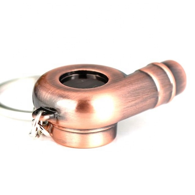 2022 innovative Bronze Spinning Fashion Auto Part Model Car Turbo Turbocharger Keychain