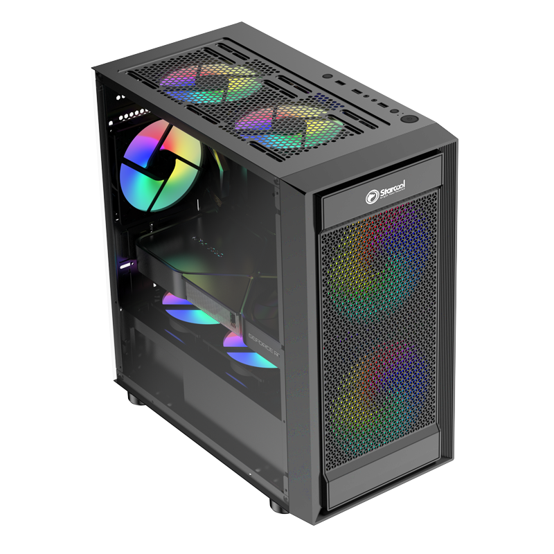 New Design M-Atx Gaming Computer Case Tempered Glass Horizontal Mesh Front Panel Pc Case