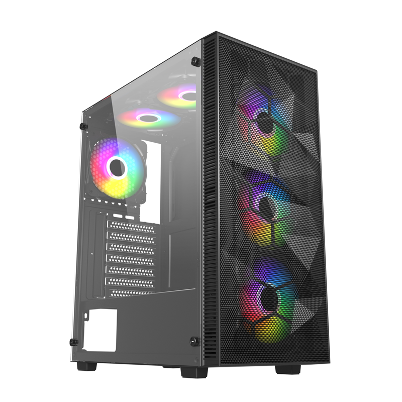 Gaming PC Case Mid Tower Mesh Panel Tempered Glass Custom Logo Gaming Computer Cases