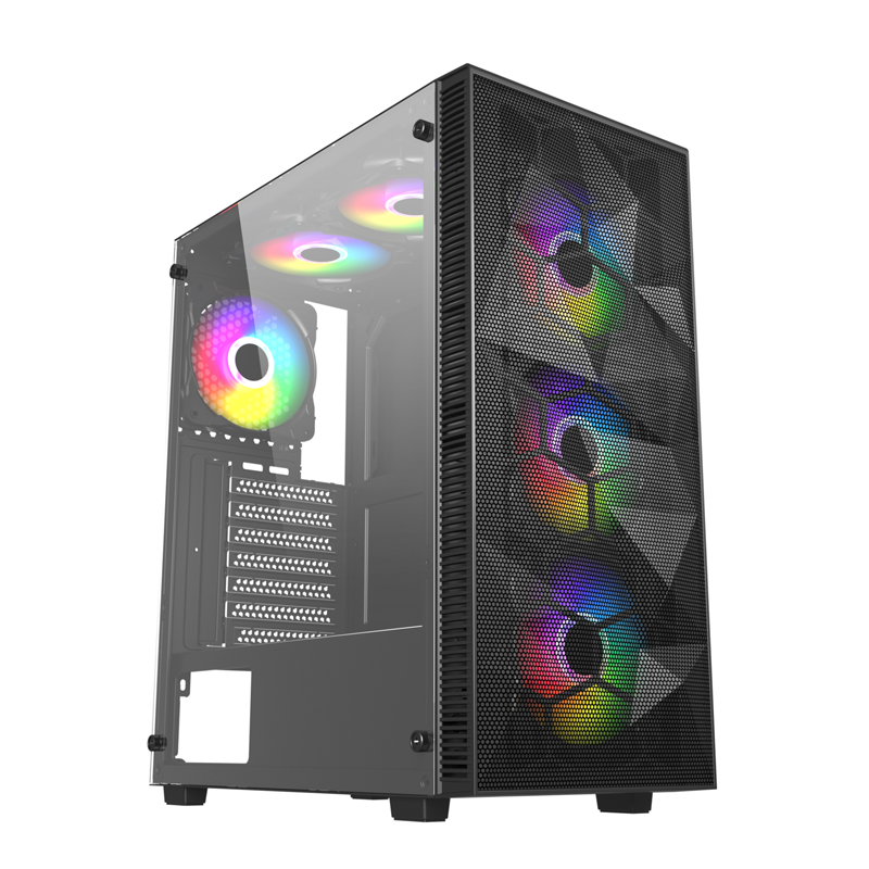 Hot Selling Gaming Computer Case With Power Supply  Tempered Glass Mid Tower Gaming Pc Case