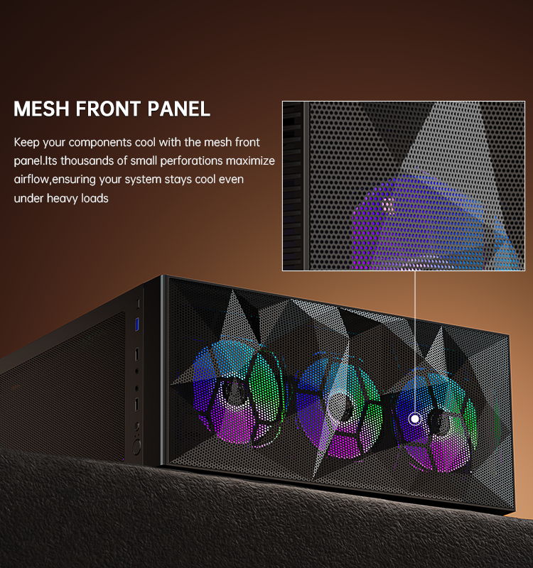 Gaming PC Case Mid Tower Mesh Panel Tempered Glass Custom Logo Gaming Computer Cases