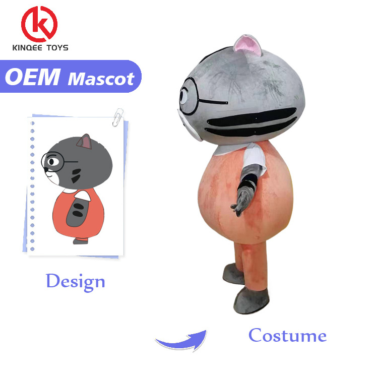 Kinqee Customized plush mascot costume movie game cartoon character mascot Custom cute cat Mascot Costume