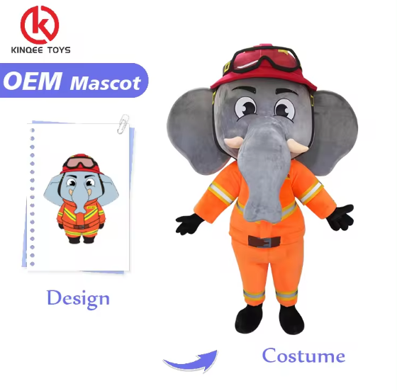 Kinqee animal costume props cartoon elephant mascot costume customized walking effect doll custom mascot costume design