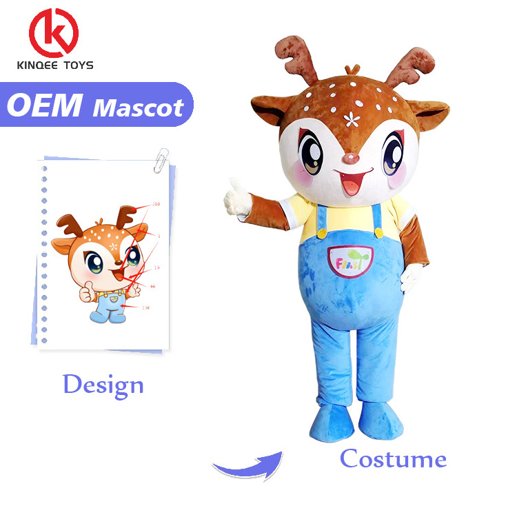 Kinqee Factory cartoon character mascot costumes custom deer mascot costumes High Quality cartoon characters costumes for adults