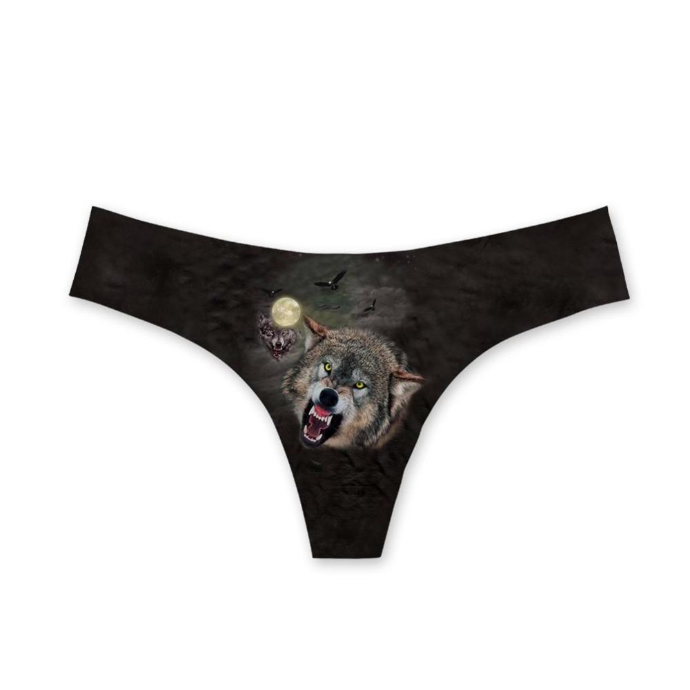 3D Print Animal Wolf G string Sexy Lingerie Ladies Briefs Underwear Women Calcinha Seamless Tanga Thong For Girls