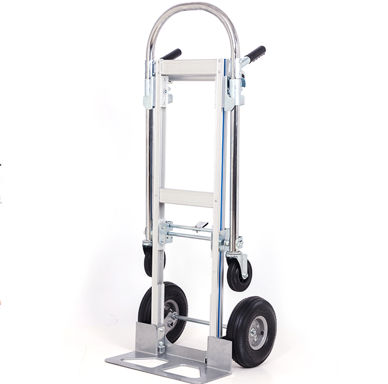 Aluminum 3 In 1 Folding Hand Trucks 770LBS Convertible Hand Dolly Utility Heavy Duty with Flat Wheels Cart