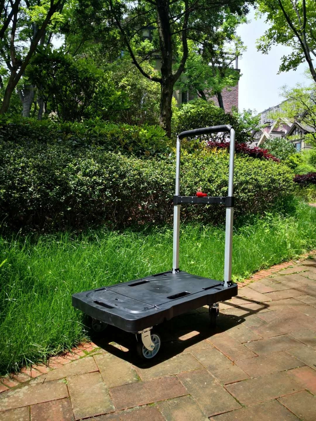 Aluminum Handle & PP Board Convertible Folding Grocery Crate Cart / Hand Truck Dolly with Wheels