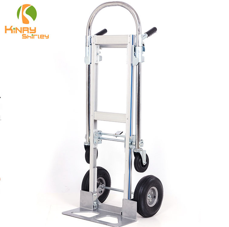 Aluminum 3 In 1 Folding Hand Trucks 770LBS Convertible Hand Dolly Utility Heavy Duty with Flat Wheels Cart