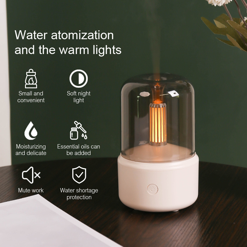 Night Light Cool Mist Ultrasonic Candle Humidifier Aroma Diffuser Usb Mini Air Humidifier With Led Light